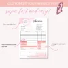 Sales Invoice Template | Editable in Canva | Pink Clouds Invoice Template - Image 3