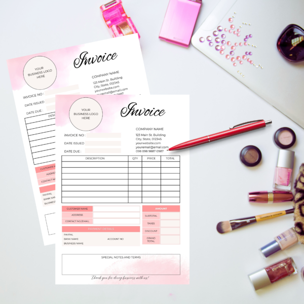 Sales Invoice Template | Editable in Canva | Pink Clouds Invoice Template - Image 6