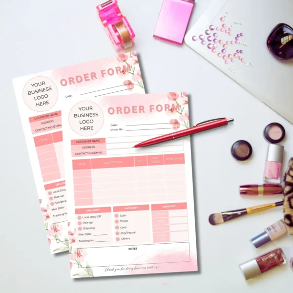 Order Form for Small Business | Editable Business Form | Canva Template | Pink Flower Order Form - Image 3