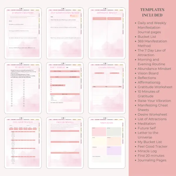 Pink Clouds Digital Manifestation Planner | Manifestation Journal - Image 4