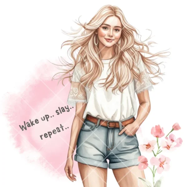 Girl Boss Motivational Clipart, High Quality Watercolor PNG Clipart with transparent background, PNG sublimation, Digital Planner Sticker - Image 6
