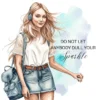 Girl Boss Motivational Clipart, High Quality Watercolor PNG Clipart with transparent background, PNG sublimation, Digital Planner Sticker - Image 8