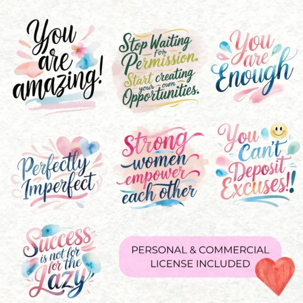 22 Motivational Quotes Clipart Bundle | SVG and PNG Transparent Files | Sublimation and Stickers - Image 2