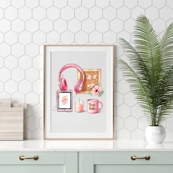 Pink Boss Babe Watercolor Clipart Bundle | Sublimation Designs | Digital Stickers - Image 6
