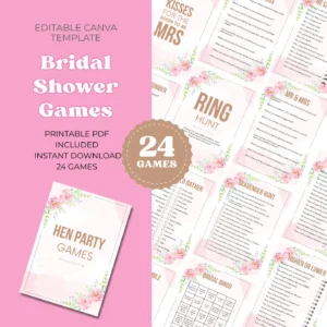 bridal shower party games bundle