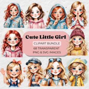 cute girl clipart bundle