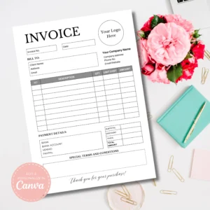 Sales Invoice Template | Editable in Canva | Minimalistic Invoice Template