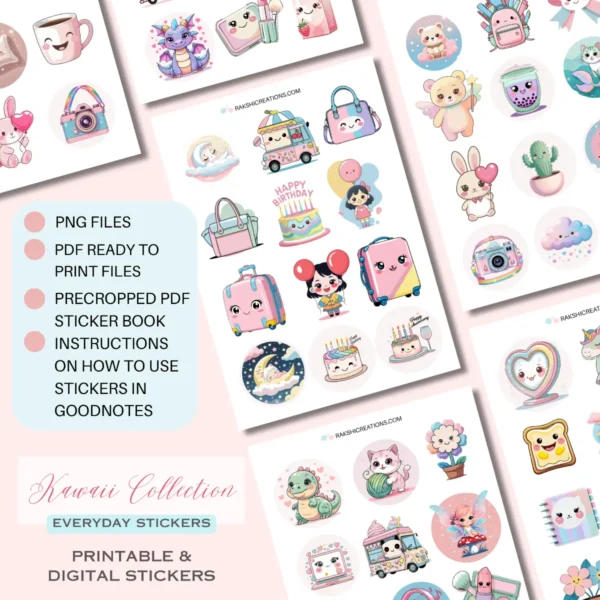 kawaii digital stickers