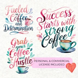 coffee quotes clipart bundle