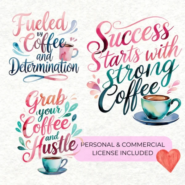 coffee quotes clipart bundle
