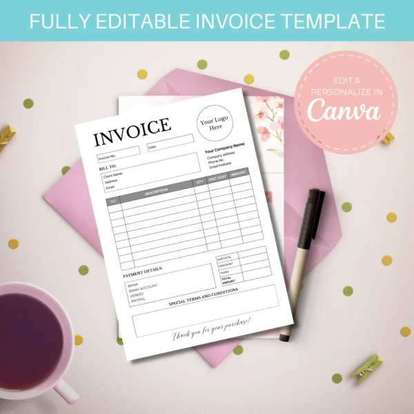Sales Invoice Template | Editable in Canva | Minimalistic Invoice Template - Image 2