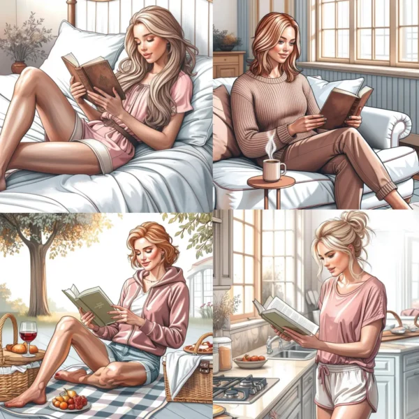 Book Lover Clipart Bundle | 35 Aesthetic Girls Reading, Bookish Quotes | Watercolor PNG SVG - Image 2