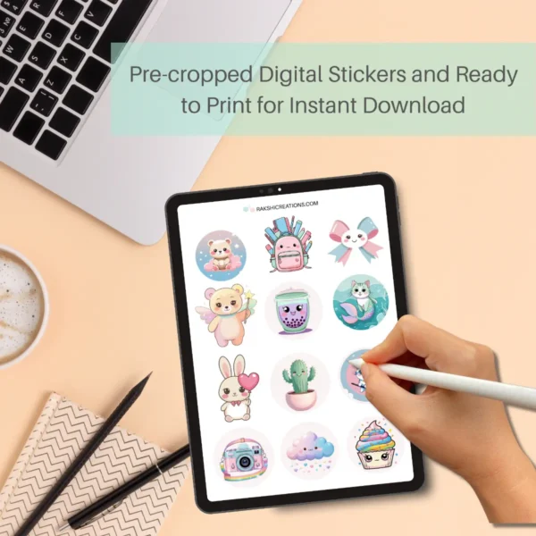 Kawaii Cute Everyday Digital Stickers | Ready to Print PDF | Goodnotes Stickers