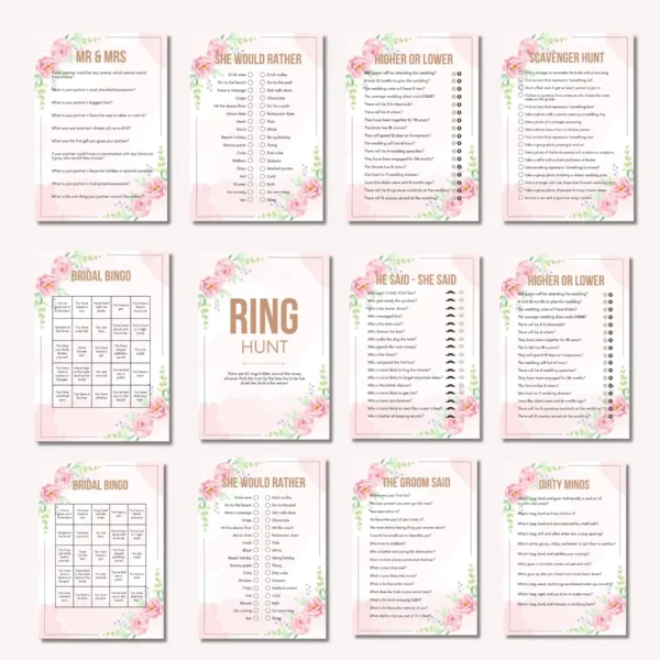 Bridal Shower Games Bundle, Editable Canva Template, Modern Bridal Shower Games - Image 4