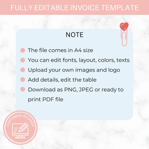 Sales Invoice Template | Editable in Canva | Minimalistic Invoice Template - Image 4
