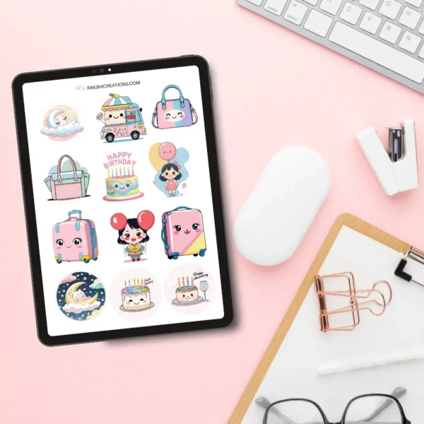 Kawaii Cute Everyday Digital Stickers | Ready to Print PDF | Goodnotes Stickers