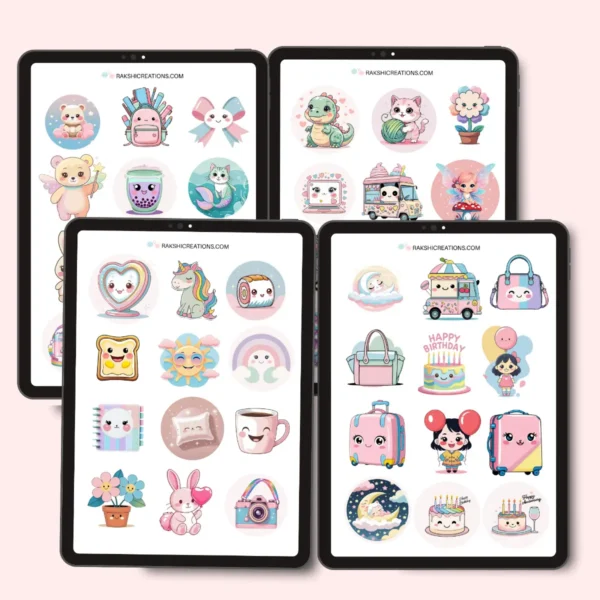 Kawaii Cute Everyday Digital Stickers | Ready to Print PDF | Goodnotes Stickers