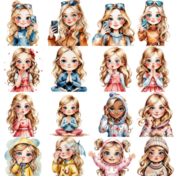 68 Cute Girls PNG and SVG Clipart Bundle - Image 7