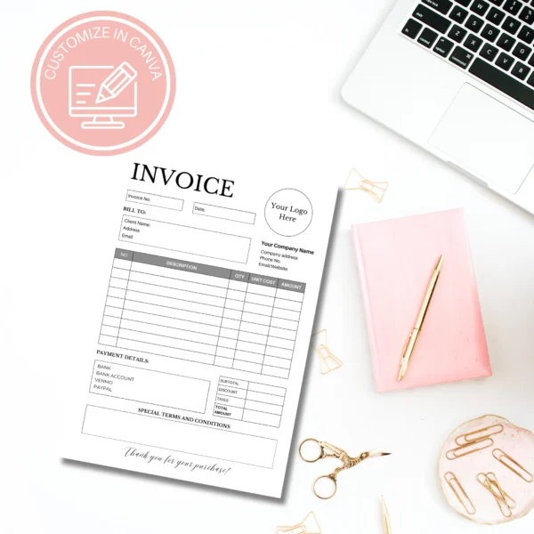 Sales Invoice Template | Editable in Canva | Minimalistic Invoice Template - Image 7