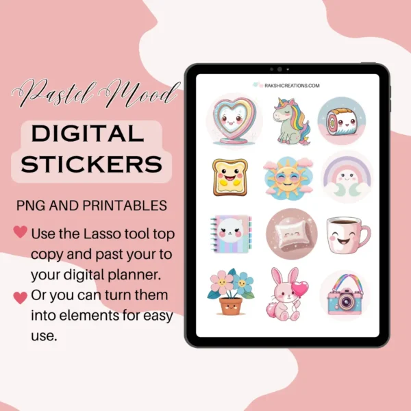 Kawaii Cute Everyday Digital Stickers | Ready to Print PDF | Goodnotes Stickers