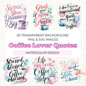coffee quotes clipart bundle