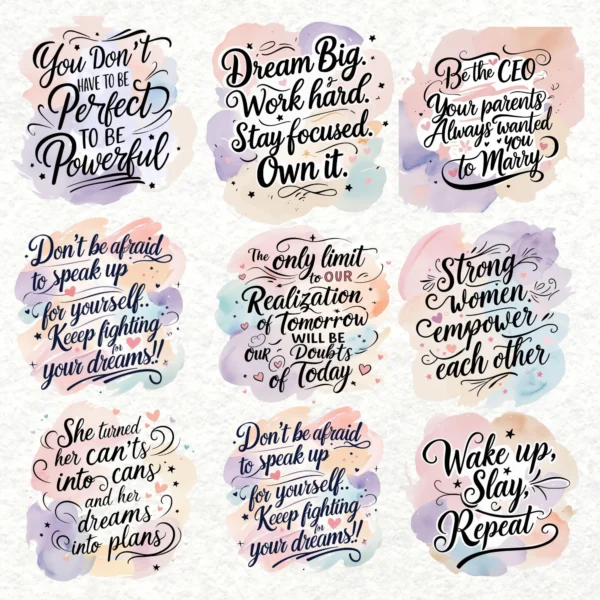 31 Motivational Quotes Clipart Bundle | SVG and PNG Transparent Files | Sublimation and Stickers - Image 2