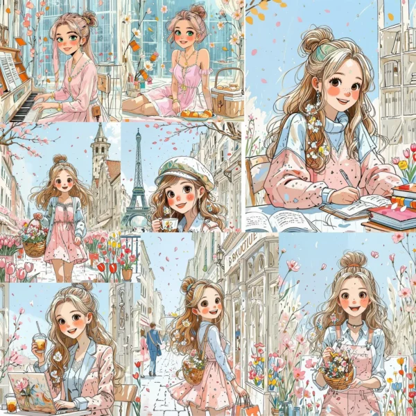 Whimsical Anime Clipart Bundle | Feminine Kawaii Clipart for Crafts, Stickers, Merch, POD - Image 2