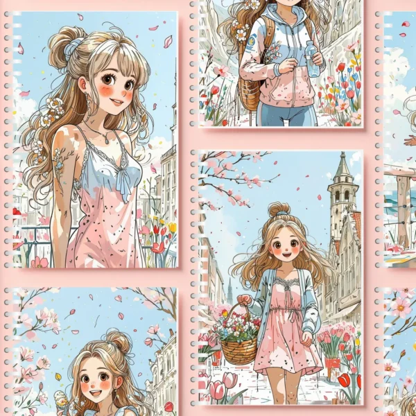 Whimsical Anime Clipart Bundle | Feminine Kawaii Clipart for Crafts, Stickers, Merch, POD - Image 5