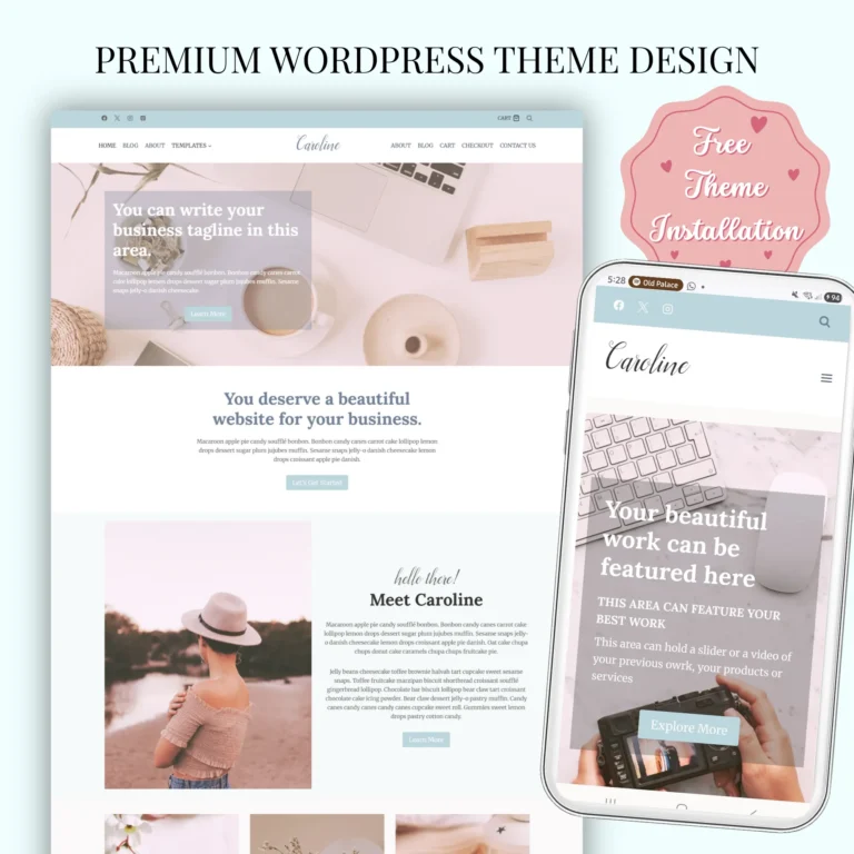 Caroline is one of our feminine wordpress themes designed using Kadence