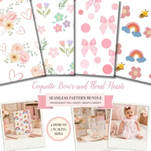 kawaii floral seamless pattern