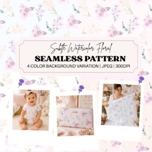 Watercolor Floral Seamless Pattern Bundle JPEG | Subtle Cottagecore Digital Paper