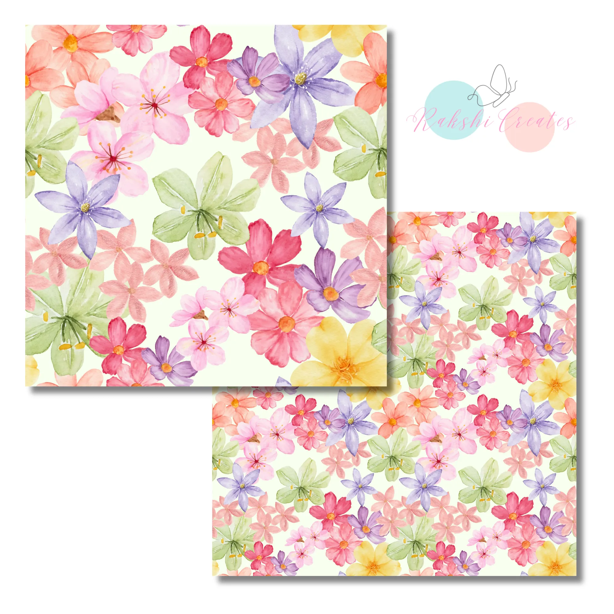 Watercolor Floral Seamless Pattern Bundle JPG | Cottagecore Digital Paper | Pastel Botanical Print | Flower Pattern - Image 7